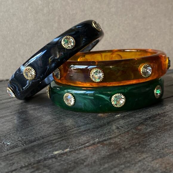 NEW Rhinestone Acrylic Bangle Bracelet Set - Picture 15 of 15